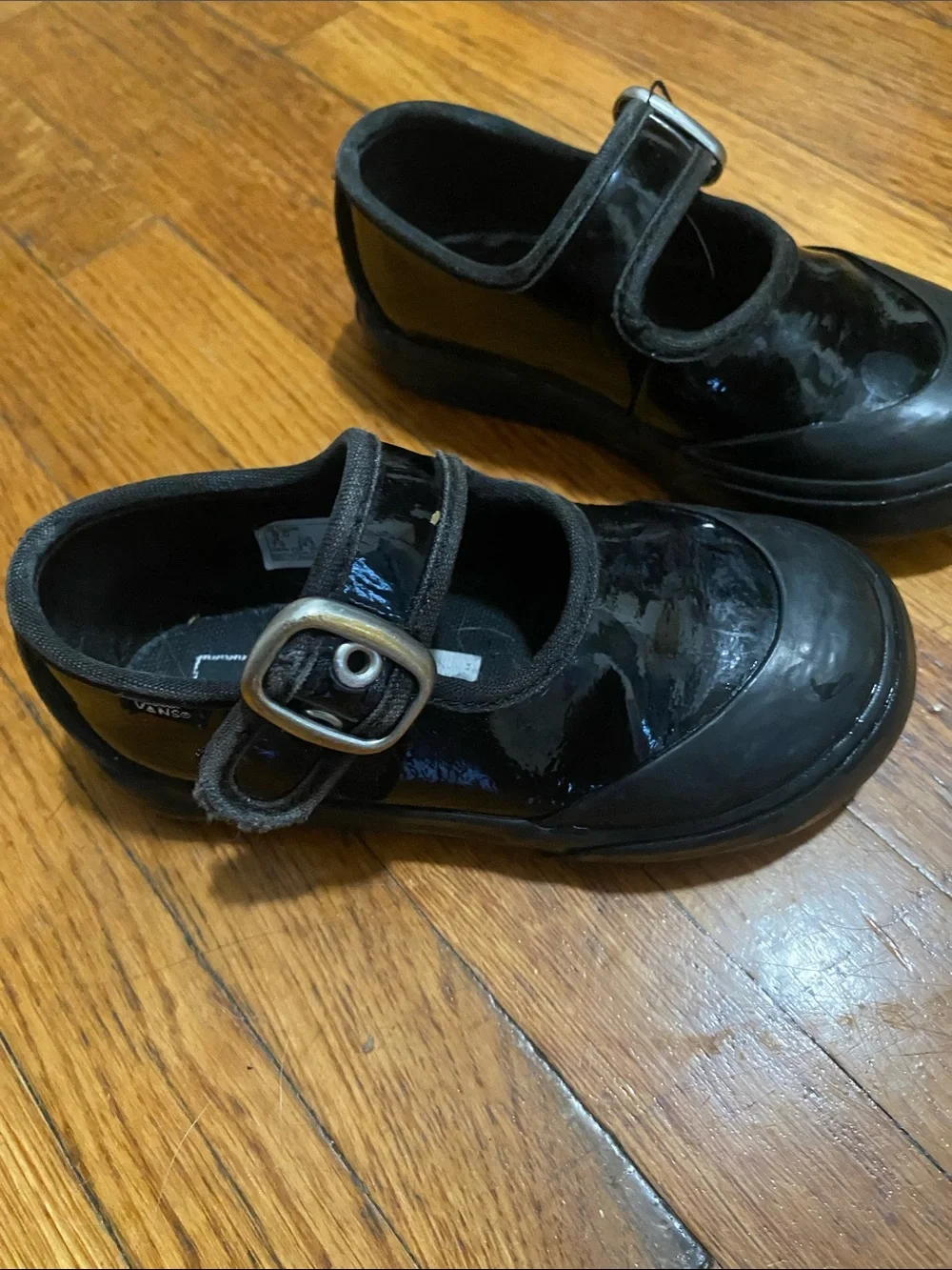 Vans Black Patent Mary Jane Shoes for Kids